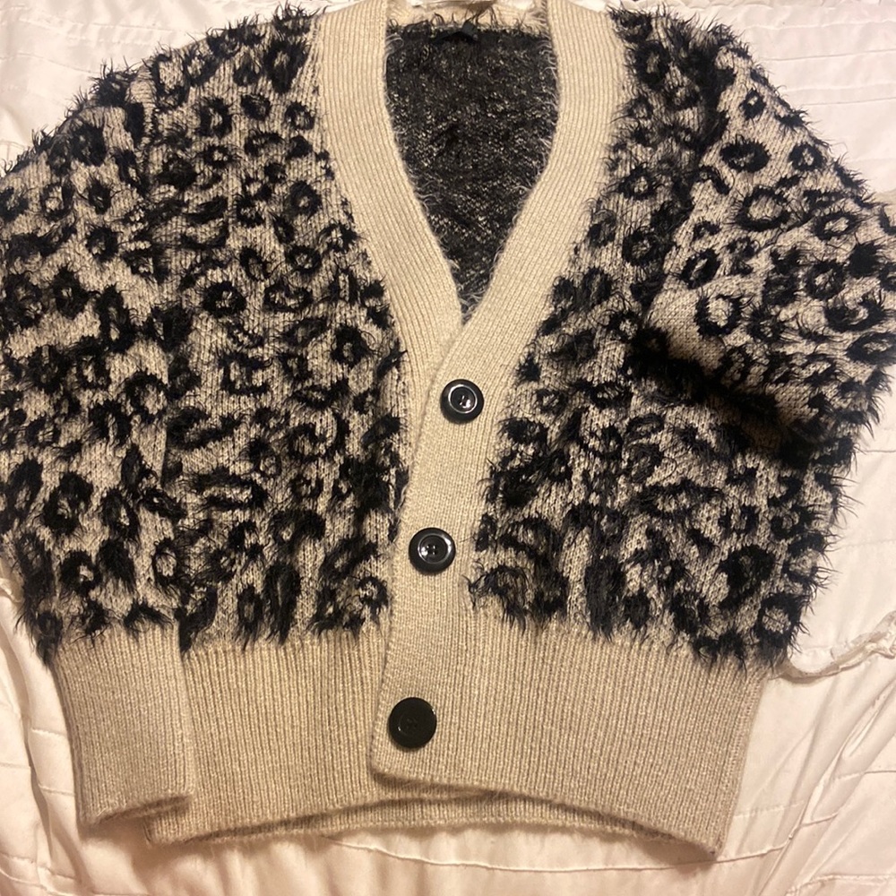 Chenille Cheetah Crop Cardigan